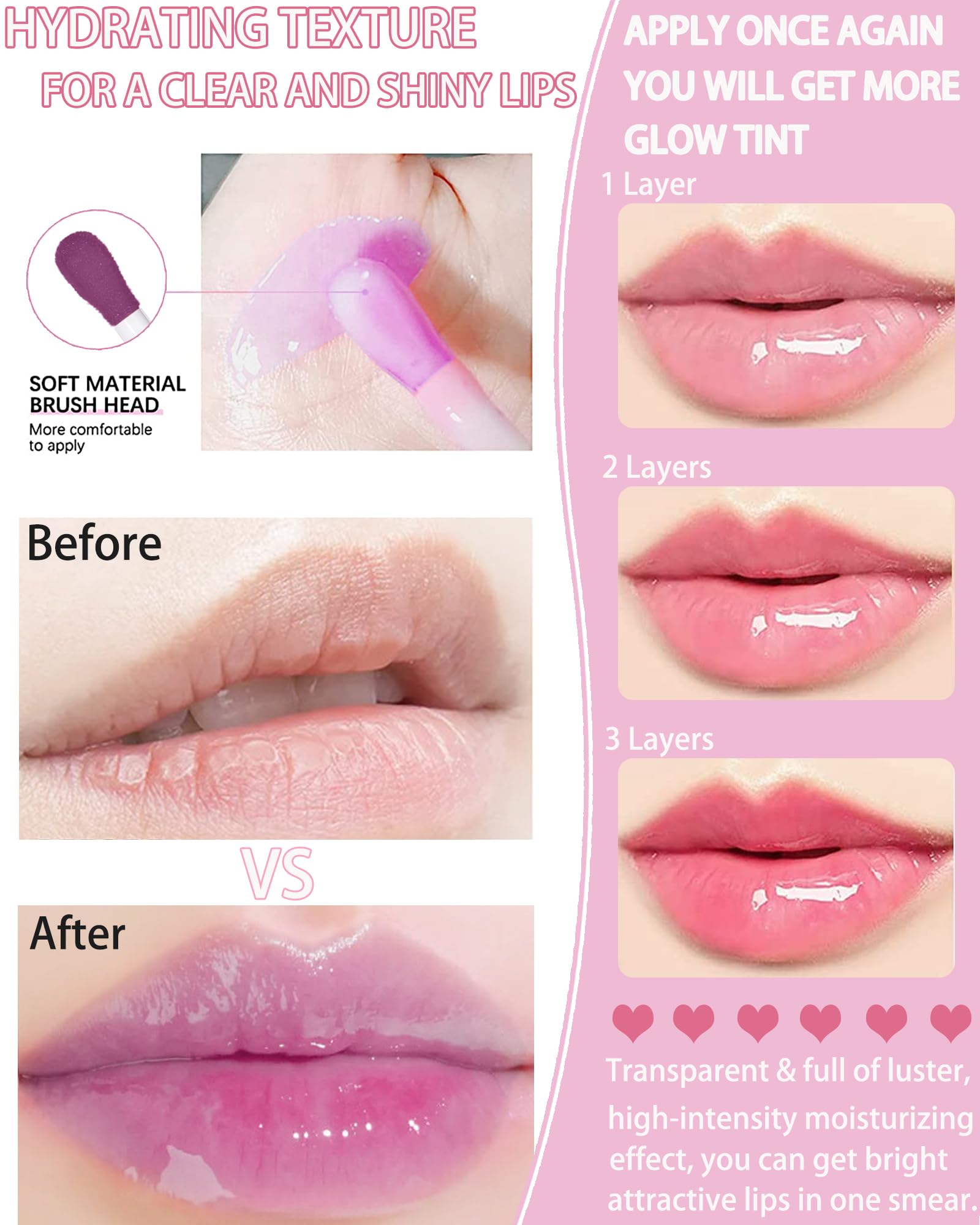 Glow Reviver Lip Oil Moisturizing Lip Gloss for Dry Lips, Clear Lip Oil with Plumping, Hydrating Effects, Women's Makeup Gift (#006 Berry)