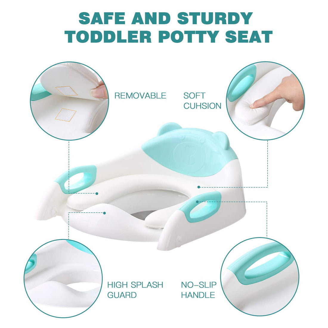 Potty Training Seat with Step Stool Ladder, SKYROKU Potty Training Toilet for Kids Boys Girls Toddlers - Comfortable Safe Potty Seat with Anti-Slip Pads Ladder Blue