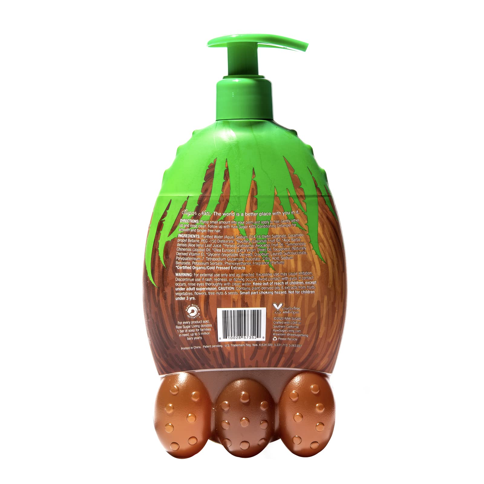 RAW SUGAR Kids' 2-in-1 Shampoo + Conditioner - Coconut + Aloe Vera - 12 oz
