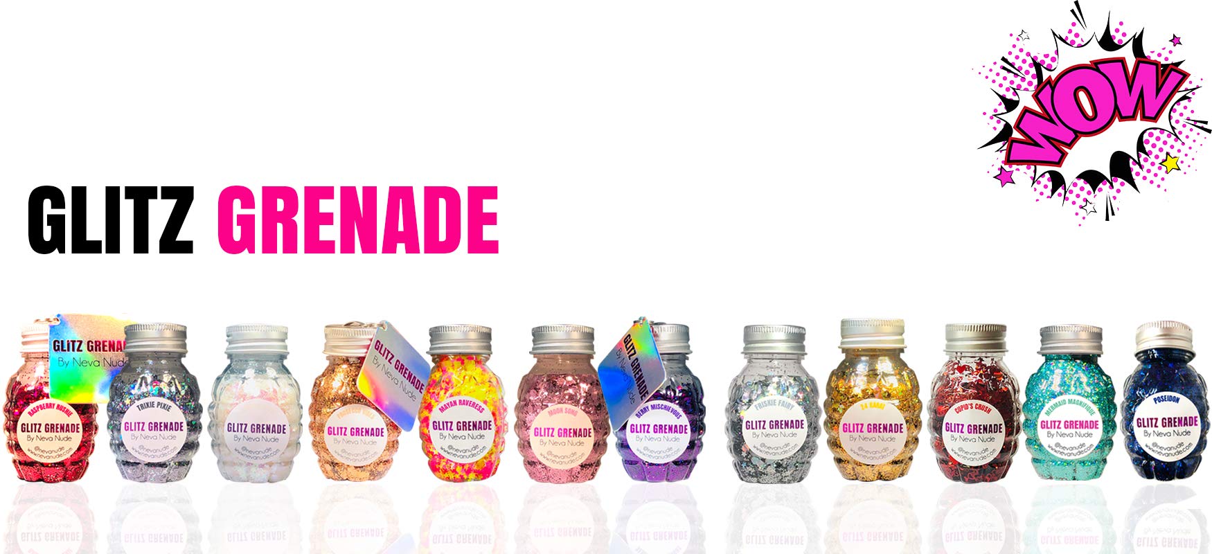 Neva Nude Face and Body Glitter Keychain - Holographic Chunky Glitter in Aloe for Festivals, Raves, and More | Cosmetic Grade | Super Sparkly (Raspberry Rushie Pink Glitz Grenade)