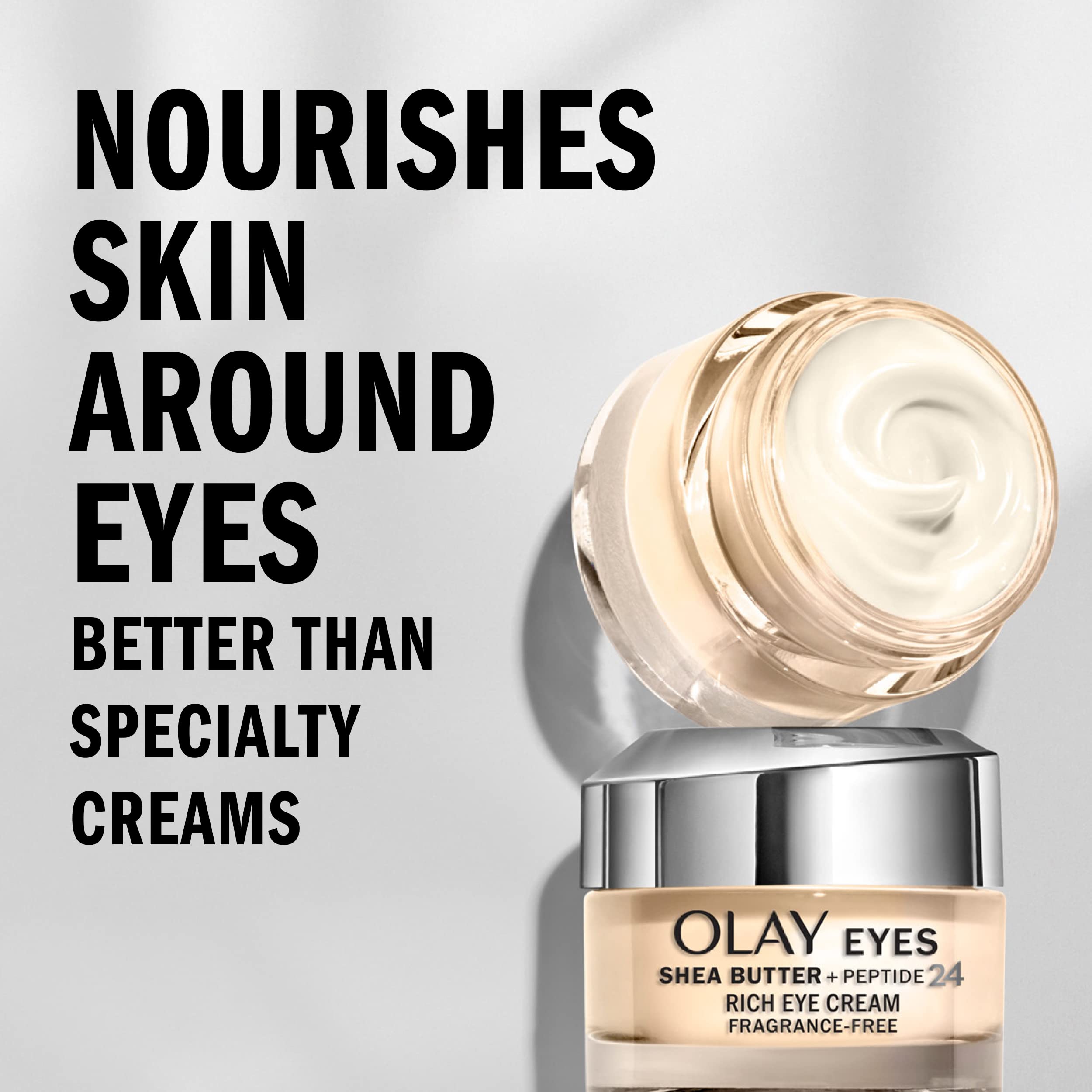 Olay Eyes Shea Butter+Peptide 24 Rich Eye Cream, Fragrance Free, 0.5 oz.