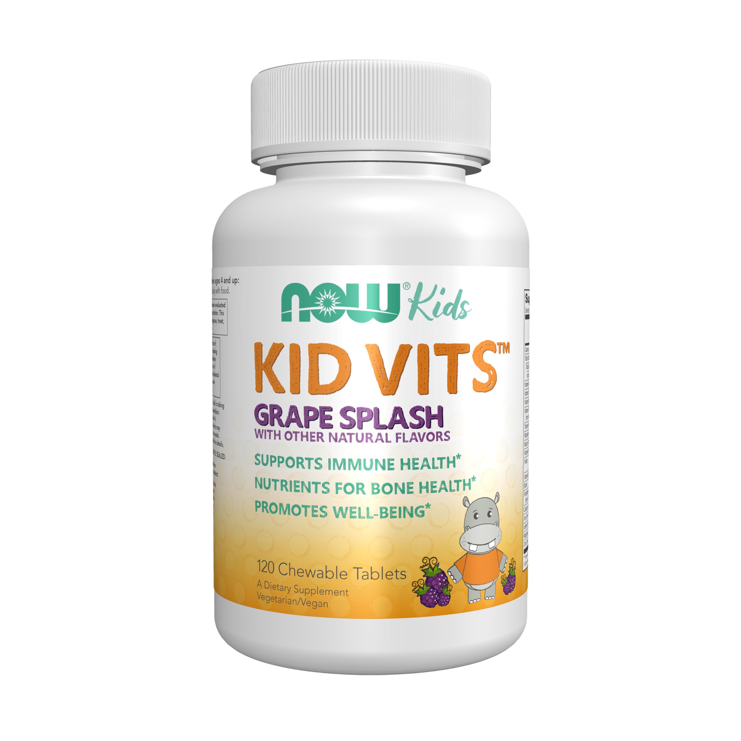 NOW Kids Supplements, Kid Vits Multivitamin, Grape Flavor, 120 Chewable Tablets