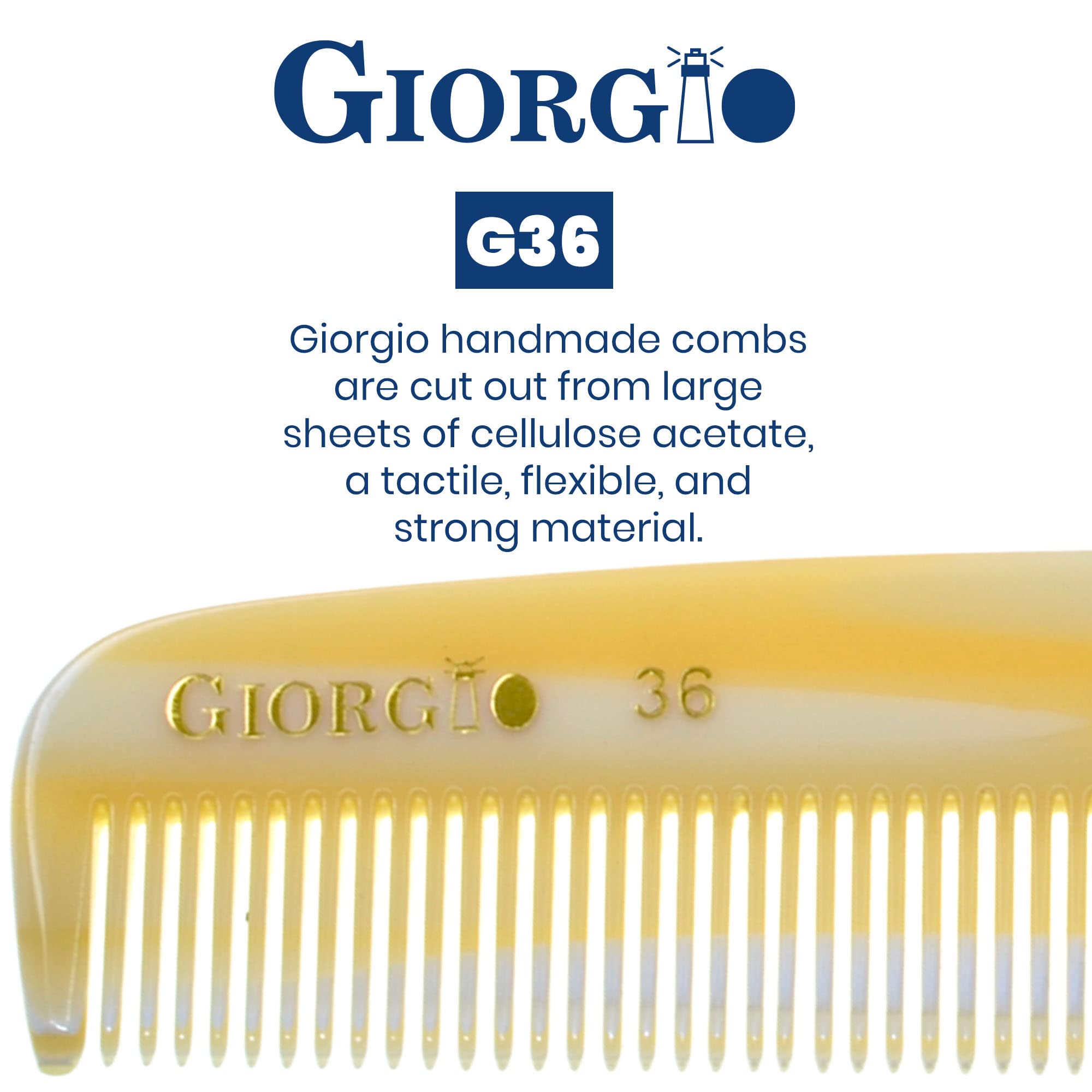 GWL Giorgio Hand Made Flexible Comb 5 1/2 Long (Imitation Horn G36)