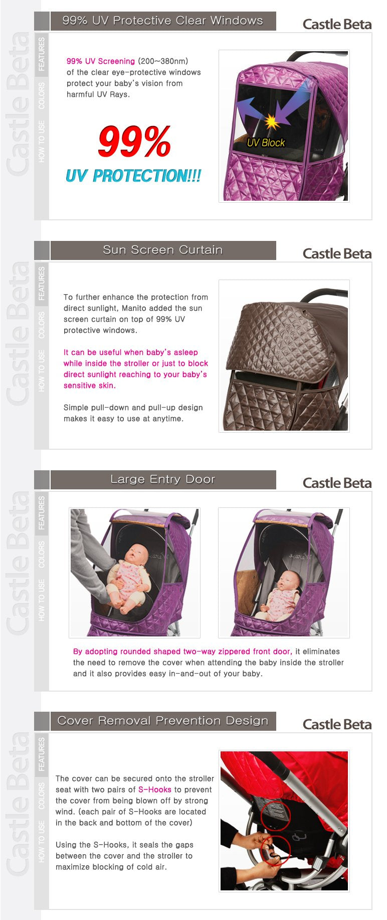 Manito Castle Beta Stroller Weather Shield (Chocolate)