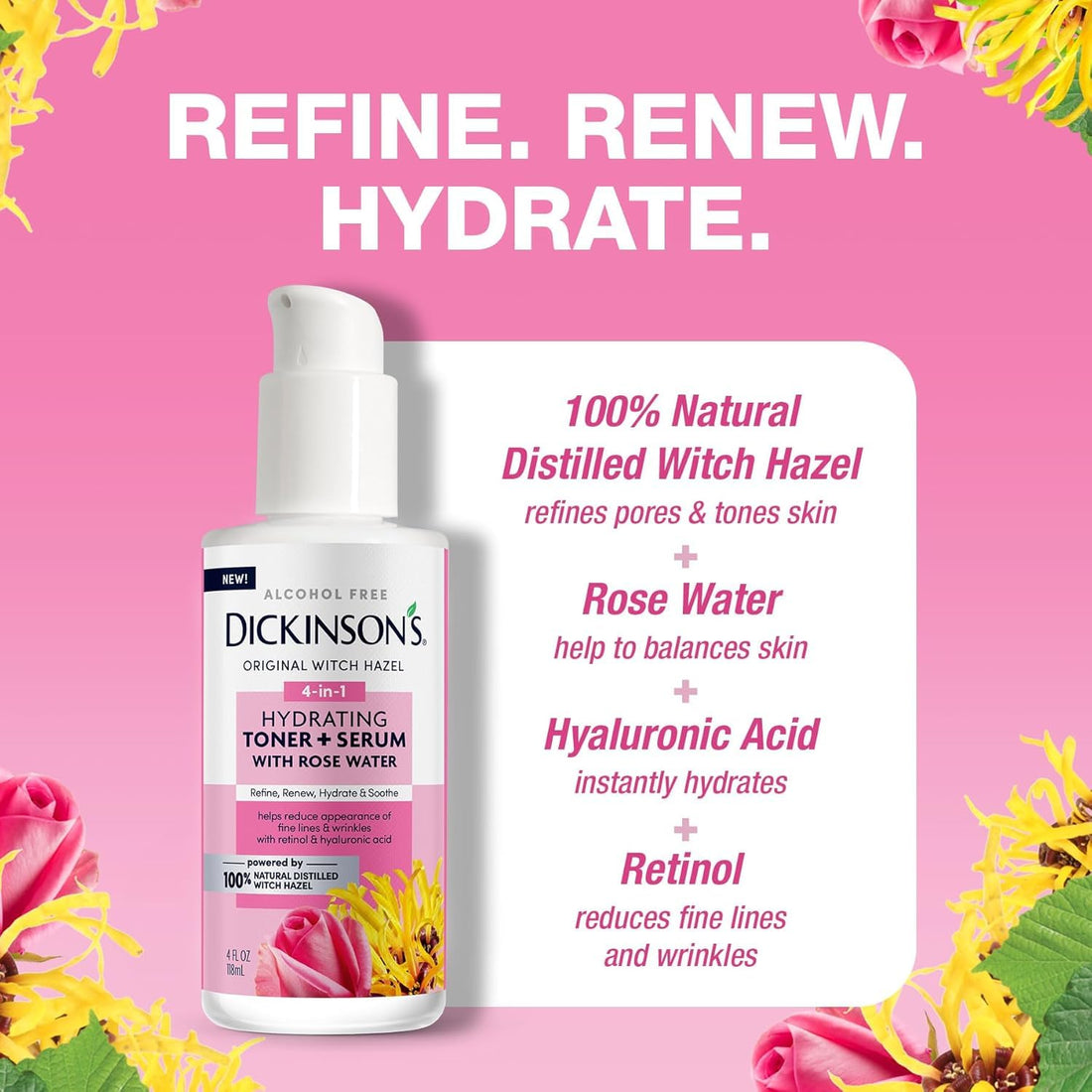 Dickinson's Witch Hazel Hydrating Toner + Serum with Rose Water