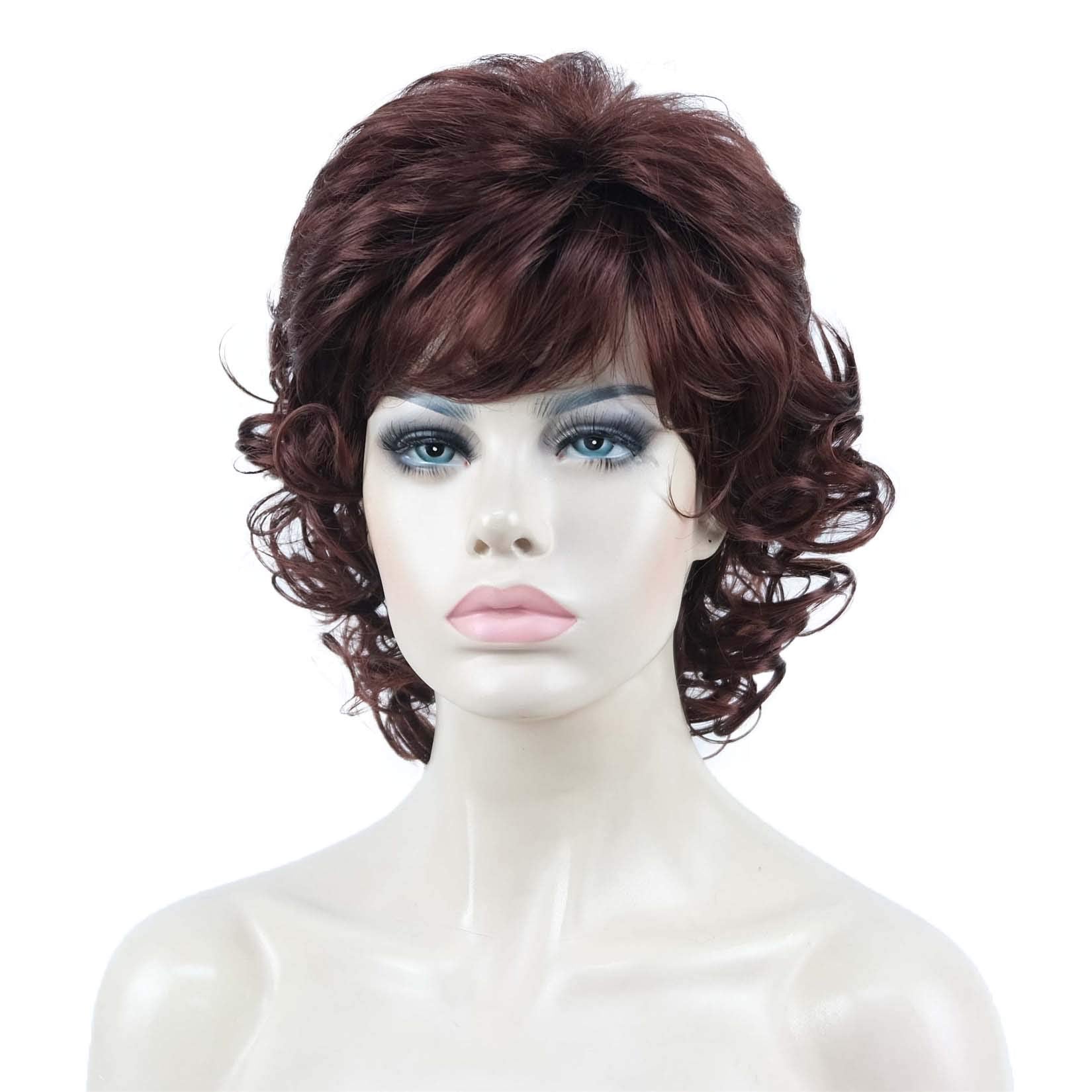 #33A-Dark Auburn: Aimole Short Curly Wig Synthetic Hair Women's Full Wigs 33A-Dark Auburn