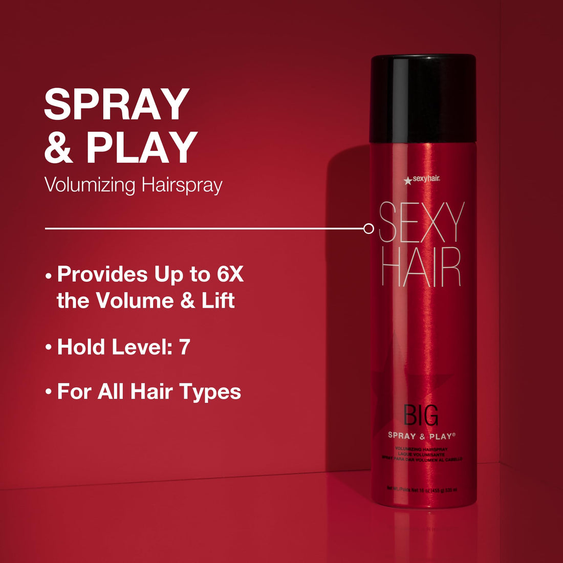 SexyHair Big Spray & Play Volumizing Hairspray, 10 oz.