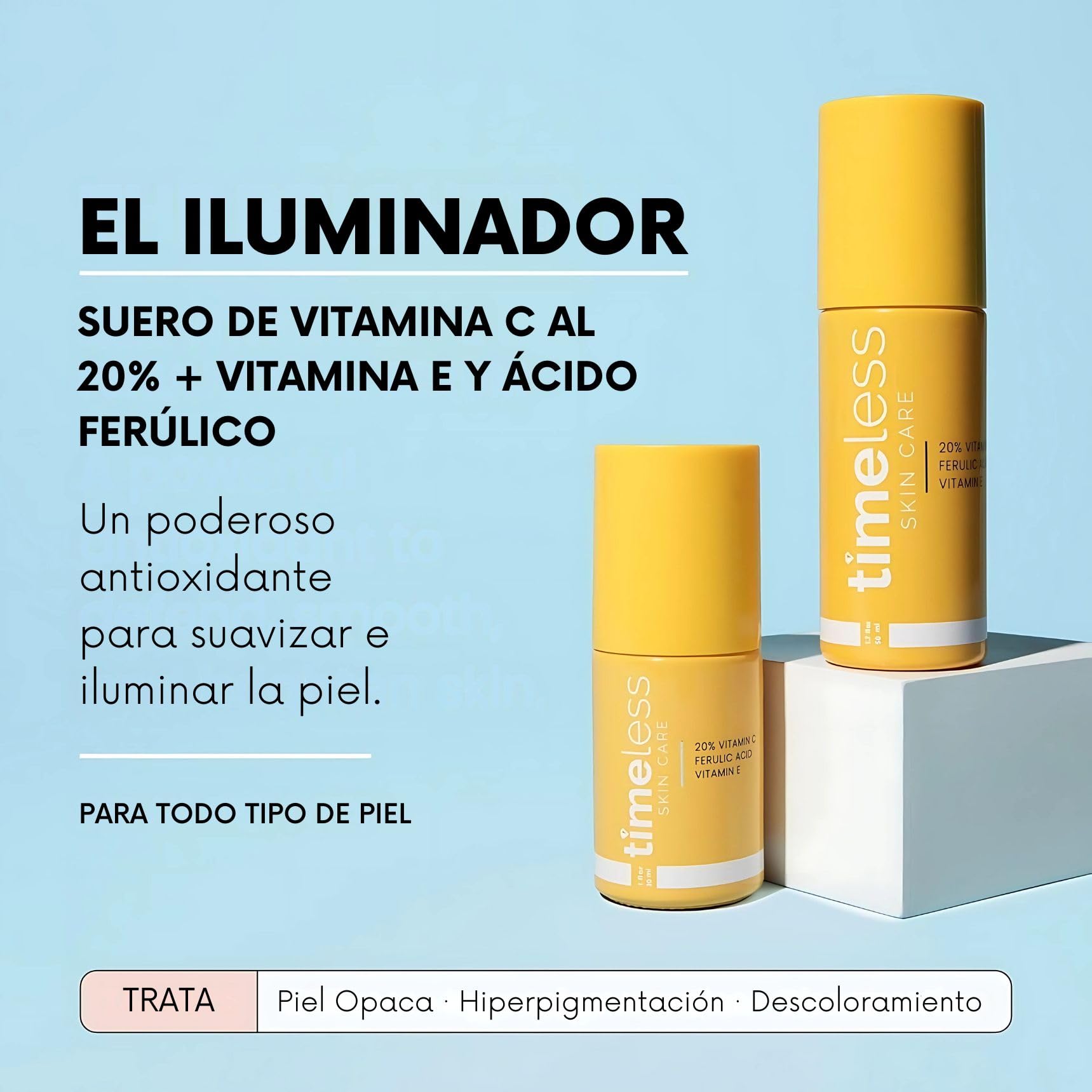 Timeless Skin Care Vitamin C Serum with Vitamin E & Ferulic Acid - Brightening Serum - for Oily & Dry Skin - Fragrance-Free - 1 oz