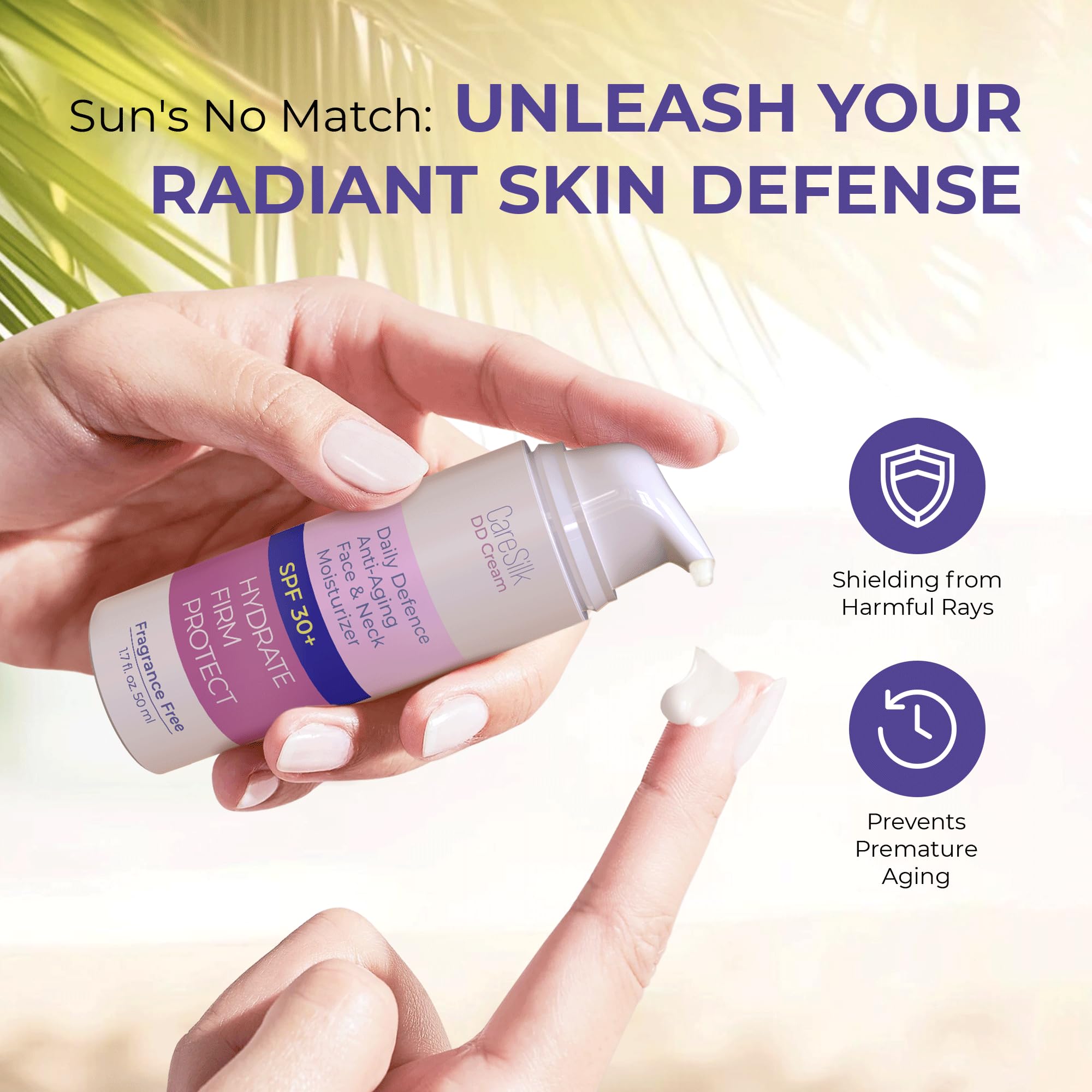 CARESILK DD Cream Face Moisturizer With SPF 30 + Hyaluronic Acid, Collagen, Peptides | Daily Defense & Skin Protection Face Lotion, Skin Block Face Cream | Reef Safe Formula