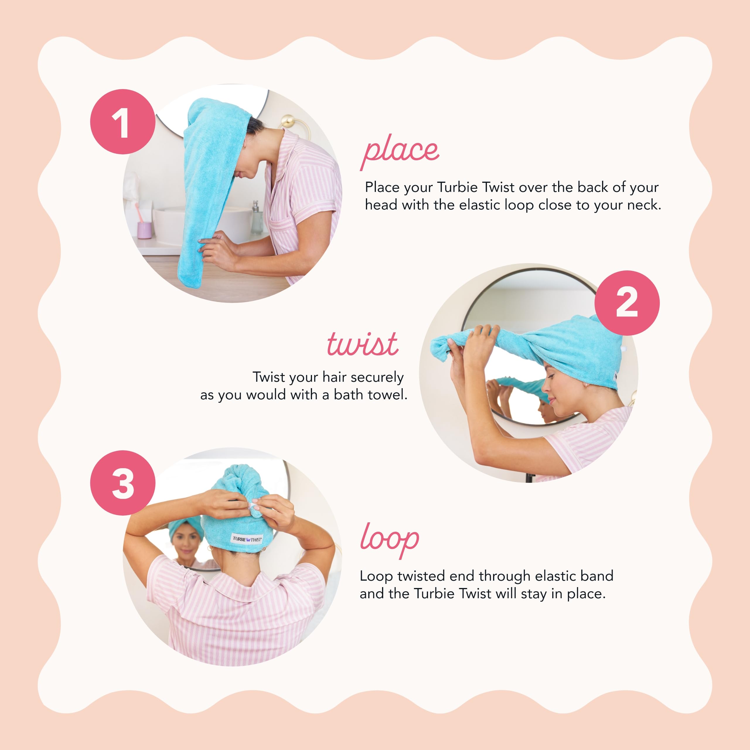 Turbie Twist 2-Pack Microfiber Hair Towel for Beauty, Travel, Gifting - Hair Wrap Turban for Straight, Wavy & Curly Hair - Premium Hair Care - White & White