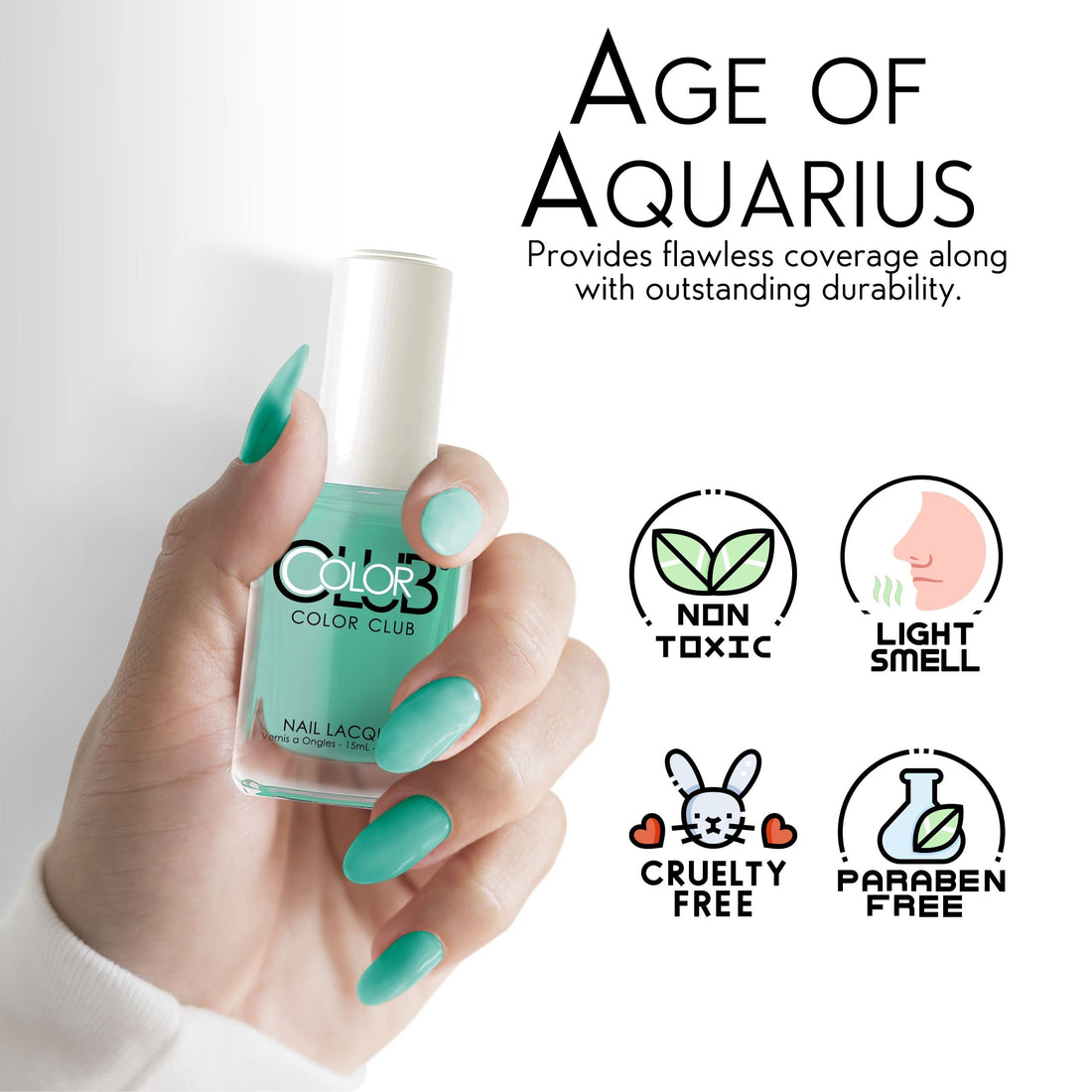 Color Club Poptastic Neons Nail Polish, Age of Aquarius, Neon, Turquoise, .05 Ounce