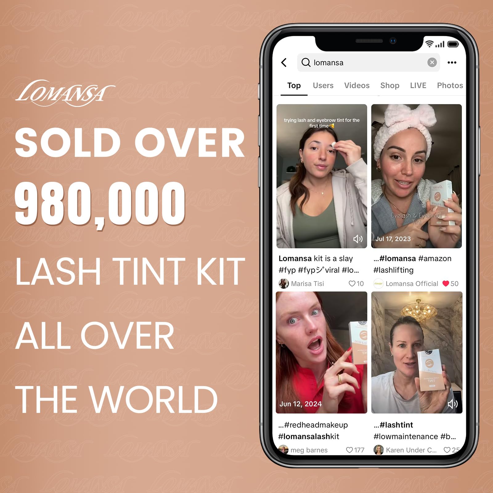 Lomansa Lash Color Kit - Instant Eyelash Color Black Brow Color with Natural Effects, Safe & Easy to Use 8ml