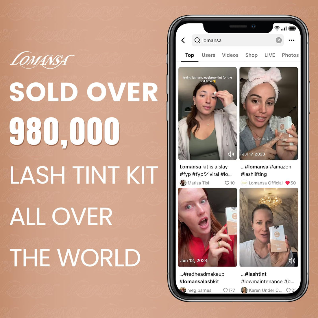 Lomansa Lash Color Kit - Instant Eyelash Color Black Brow Color with Natural Effects, Safe & Easy to Use 8ml