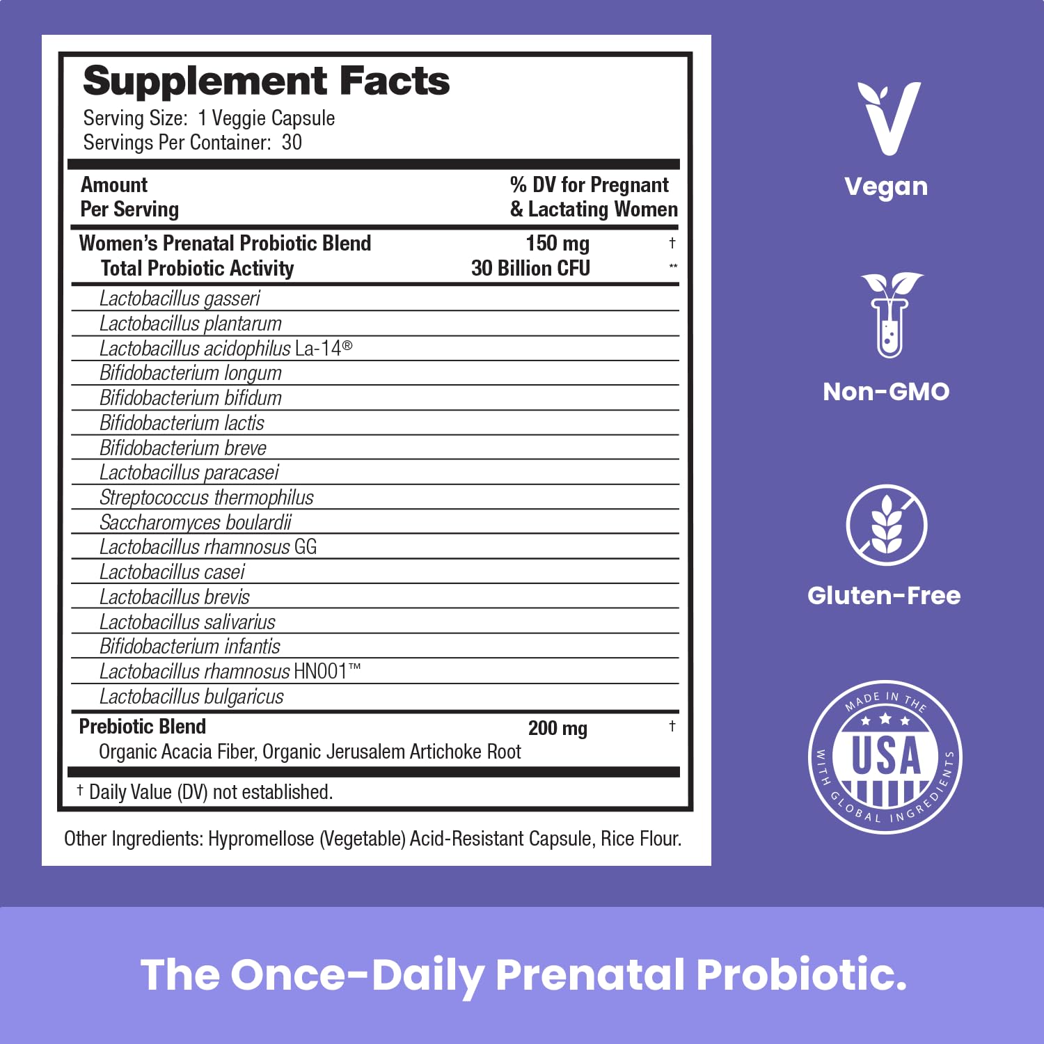 Prenatal Probiotics for Women | 30 Billion CFU, 17 Strains + Organic Prebiotics | Supports Digestion, Gut & Immune Health for Mom & Baby | Womens Probiotic for Pregnancy & Lactation | Vegan Capsules