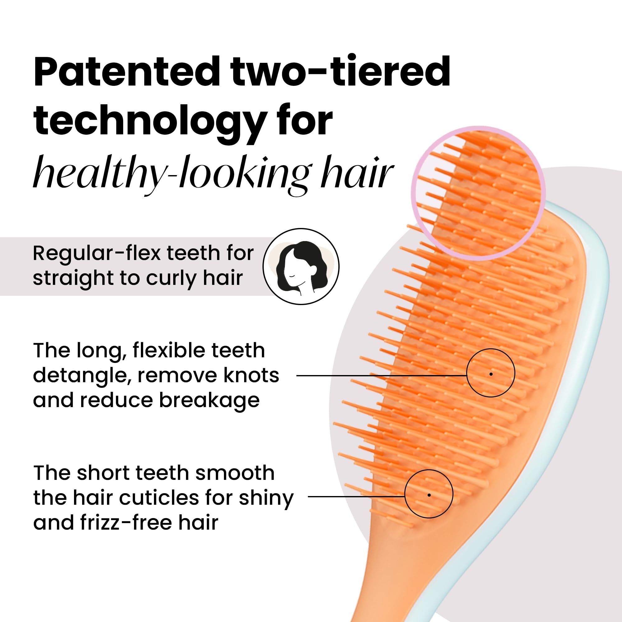 Tangle Teezer Ultimate Detangler Hairbrush, Eliminates Knots & Reduces Breakage, Mini Hair Brush for Travel, Small Hands & All Hair Types, Ice Blue & Sweet Orange