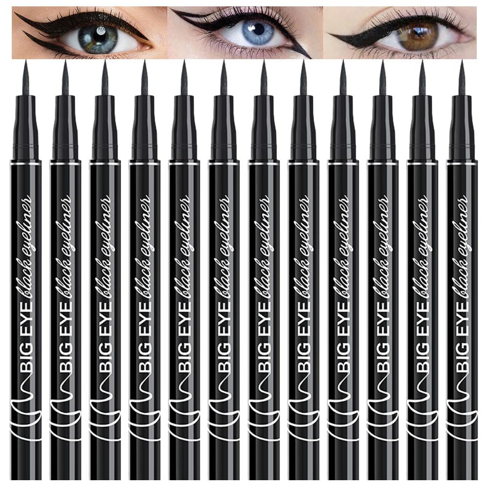 WanTuoluo 12-Pieces Matte Liquid Eyeliner Pens Set, Eye Ink Liner Makeup, Quick Drying, Smudge-Resistant, Vegan Formula (Pack of 12) (Black)