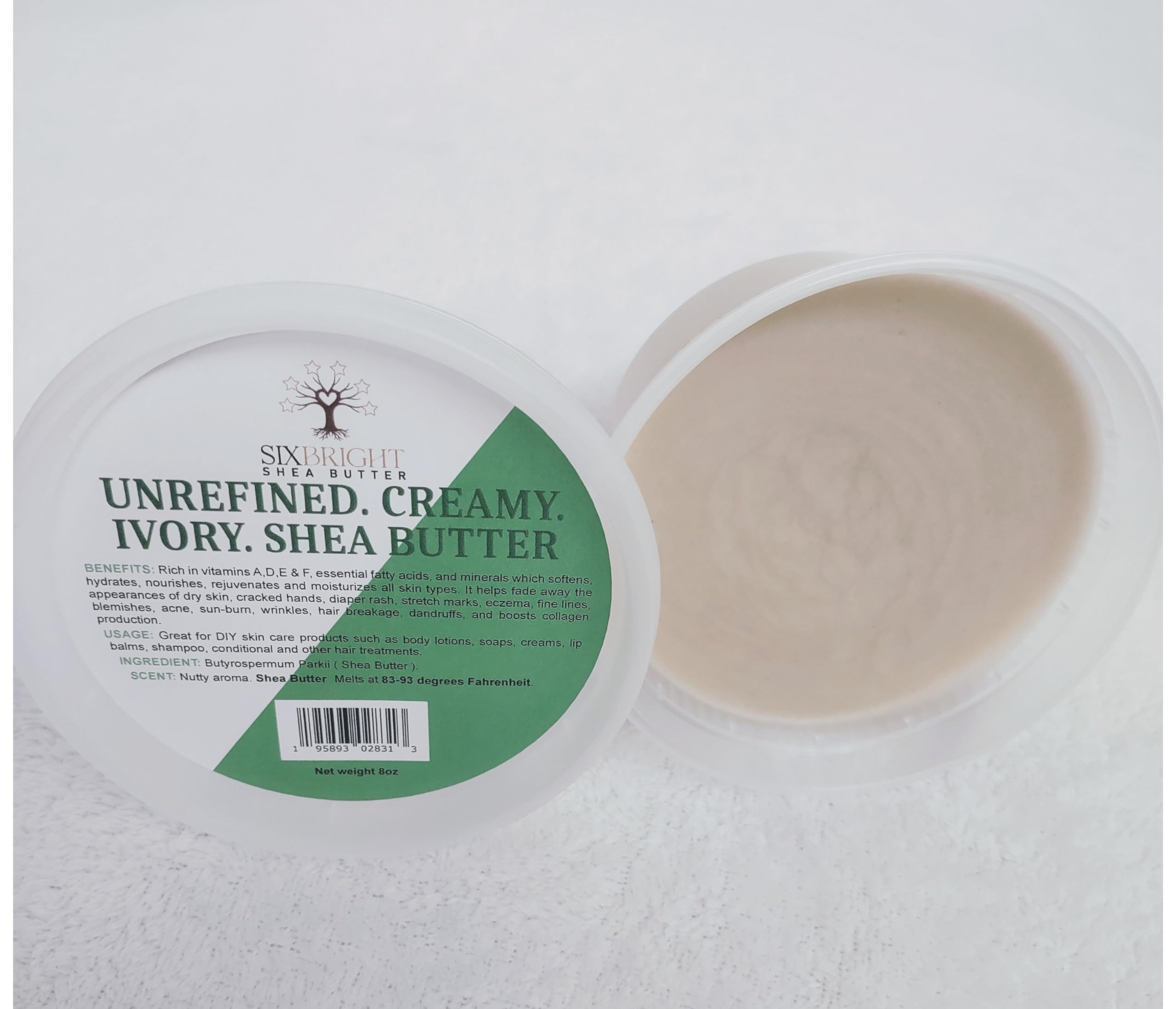 Sixbright Shea Butter Unrefined Raw African Natural Shea Butter-8 oz, Ivory