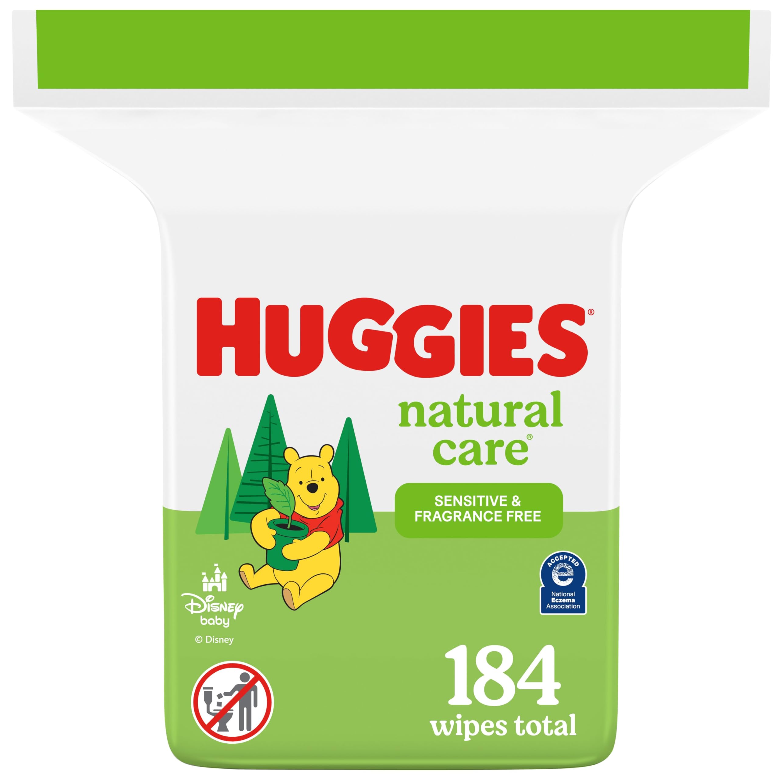 HUGGIES Natural Care Baby Wipes, Refill Pack (184 Sheets Total), Fragrance-free, Alcohol-free, Hypoallergenic