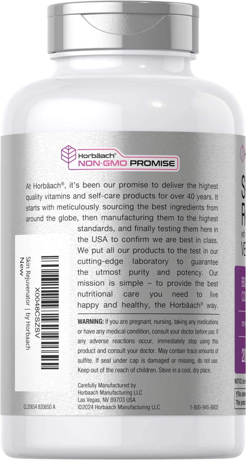 Horbäach Skin Rejuvenator with Verisol | Bioactive Collagen Peptides | 200 Caplets | Non-GMO, Gluten Free Supplement