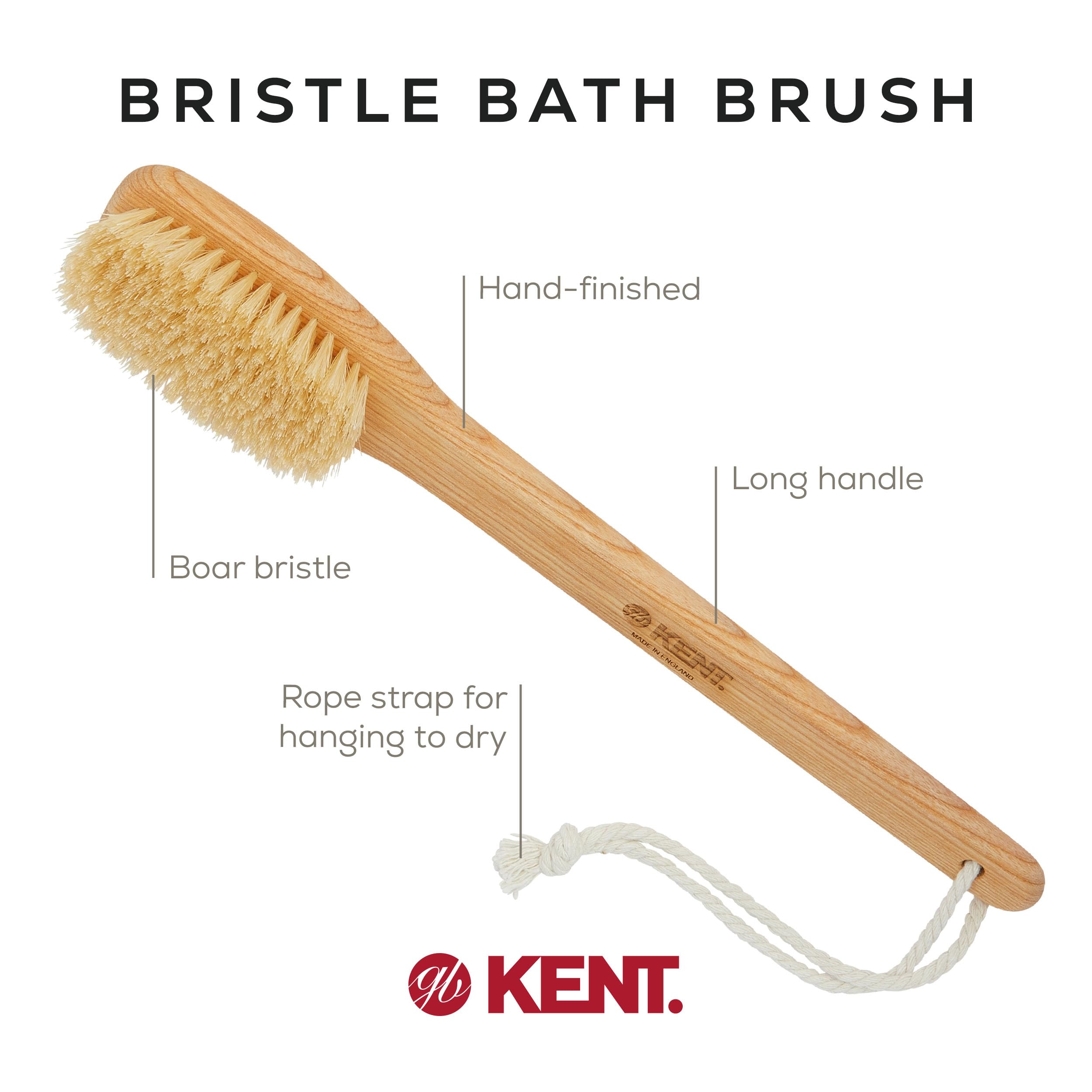 Kent FD5 Pure Beechwood Pure Natural Bristle Bath Bat