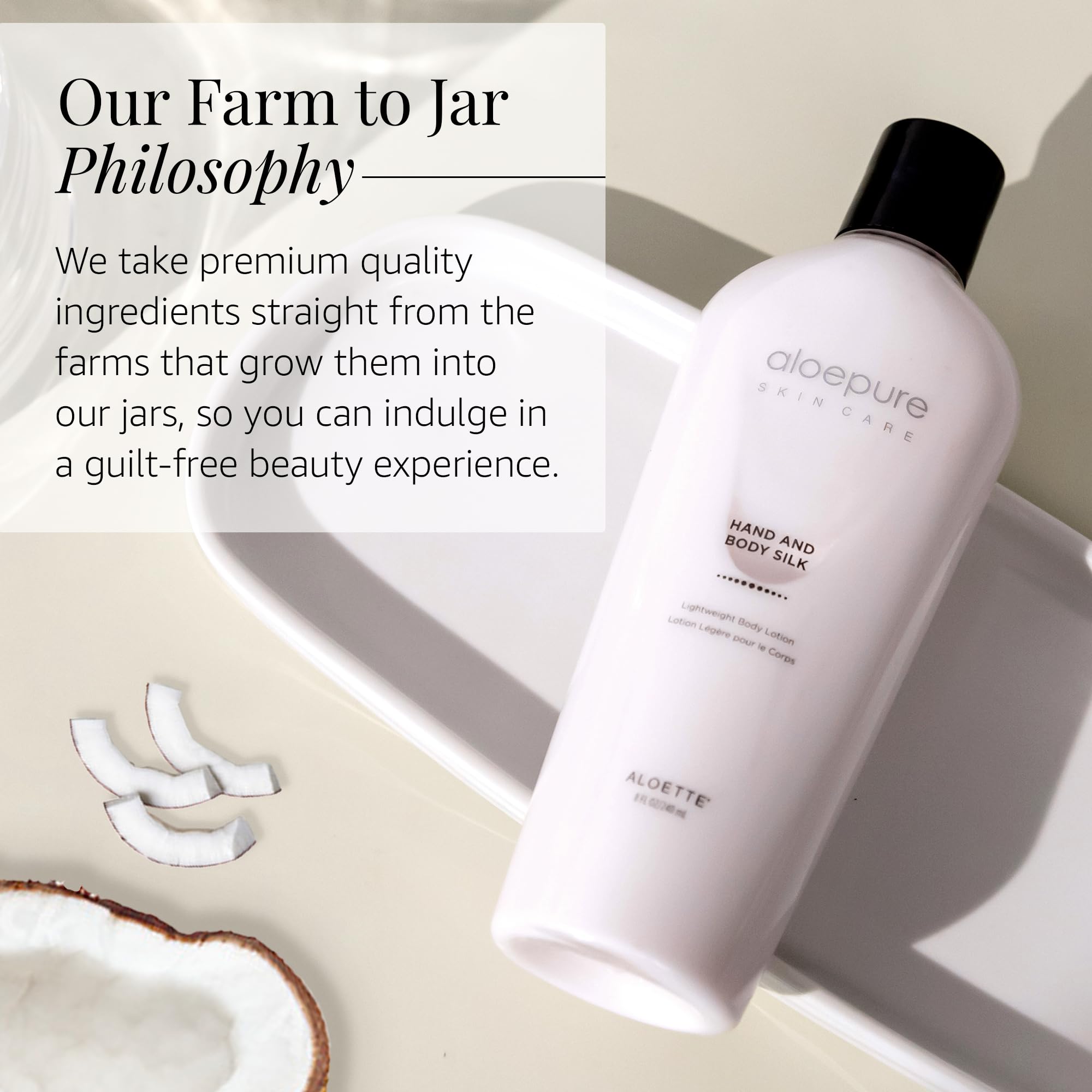 Aloette Hand & Body Silk Lotion - Lightweight & Gentle Moisturizer Body Lotion for Women & Men - Floral Scent Hydrating Skin Care Lotion with Aloe Vera Extract for Soft & Smooth Skin - 8 Fl Oz