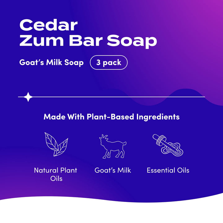 Indigo Wild: Zum Bar Goat's Milk Soap, Cedar 3 oz (3 pack)