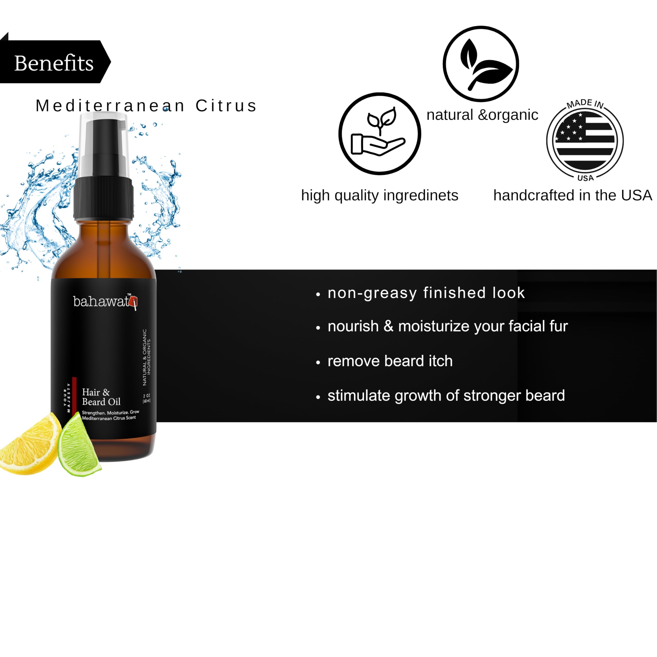 BAHAWAT - Best Beard Oil- Made with 9 most potent organic & natural oils with Argan, Almond, Avocado,Jojoba, Grapeseed,Black Seed,Castor,Sunflower Oils | Moisturizing & Softening | Beard Nourishment