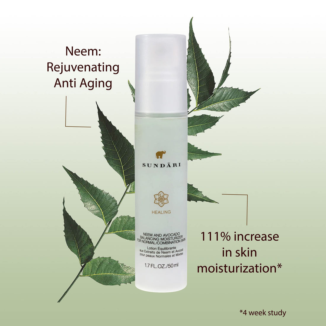 Sundari Neem and Avocado Balancing Moisturizer for Normal to Combination Skin, 1.7 Ounce