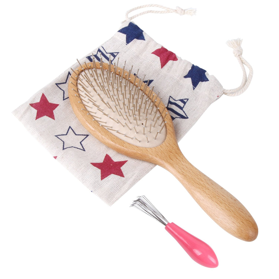 WeCoola WeCoola Natural Wooden Paddle Hair Brush + Steel Pins & Massage Air Bag, Oval Shape Travel Brush can Reduce Frizz + Massage Scalp + Reducing Hair Breakage, All Hair Types of Women + Men + Kids