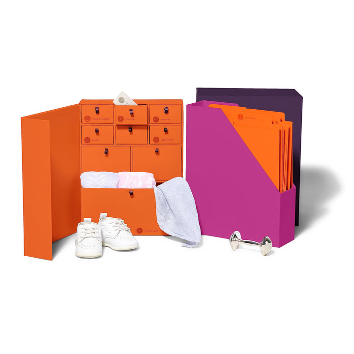Savor | The Original Deluxe Keepsake Box | Fabric Bound Acid-Free Gender-Neutral Minimalist Newborn Keepsake and Memory Organizer with Labels | For Pregnancy, Mother's Day, Baby Shower, New Baby