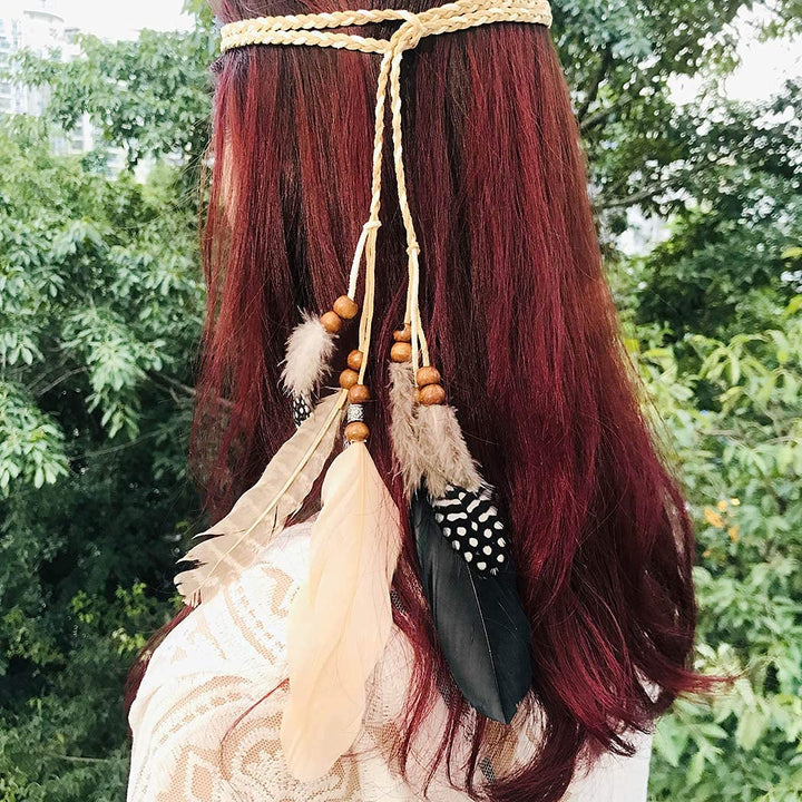 A&C Indiana Princess Peacock Feather Head Chain For Girl, Fashion Headband For Women.