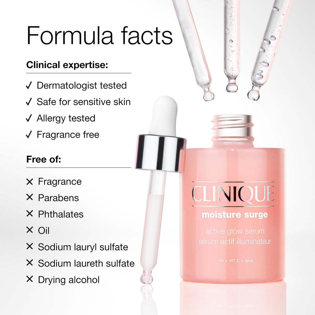 Clinique Moisture Surge Active Glow Serum with Lactic Acid, Hyaluronic Acid + Vitamin C | Hydrating, Lightweight + Oil Free, 1 Fl Oz