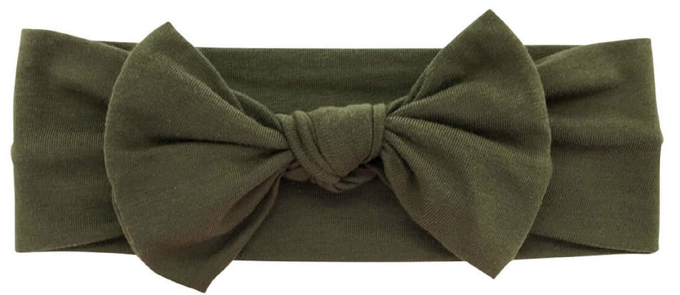 BABYGIZ Baby Girl Headbands-Infant,Toddler Cotton Handmade Hairbands with Bows Child Hair Accessories (Khaki Green)