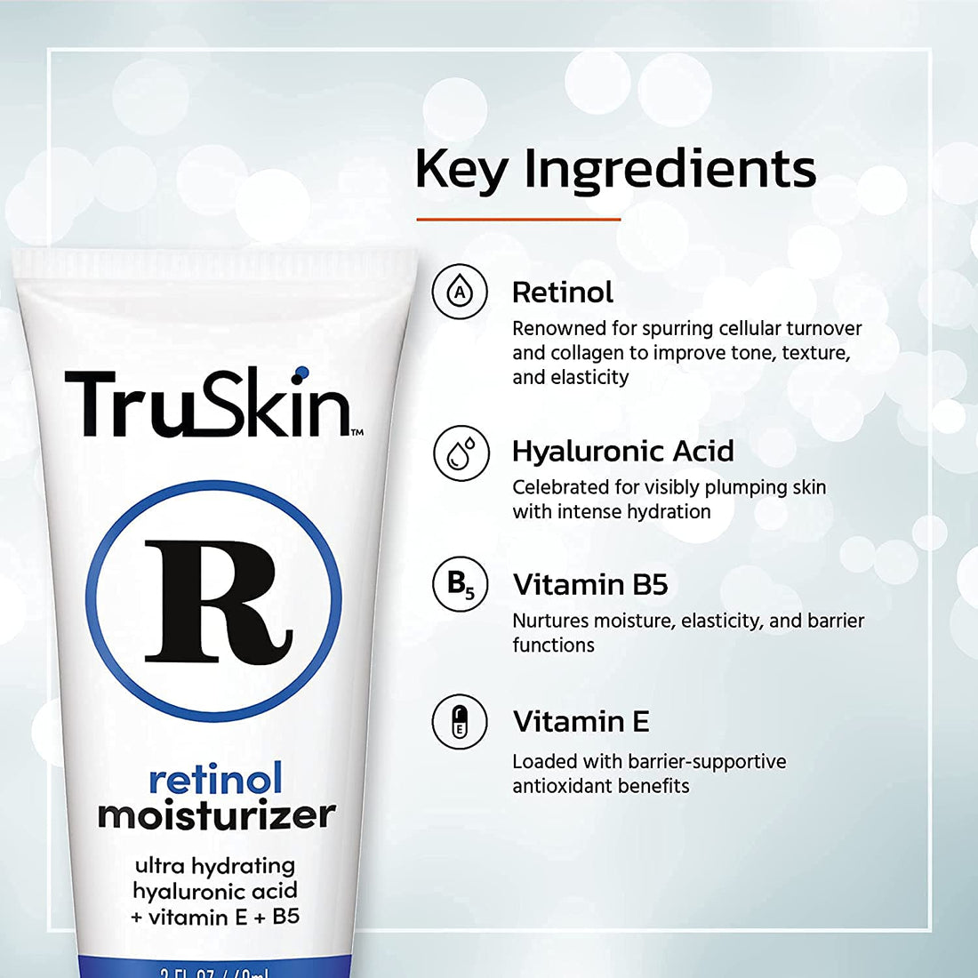 TruSkin Retinol Cream Anti-Wrinkle Moisturizer for Face Care and Eye Area with Hyaluronic Acid, Green Tea, 4 fl oz