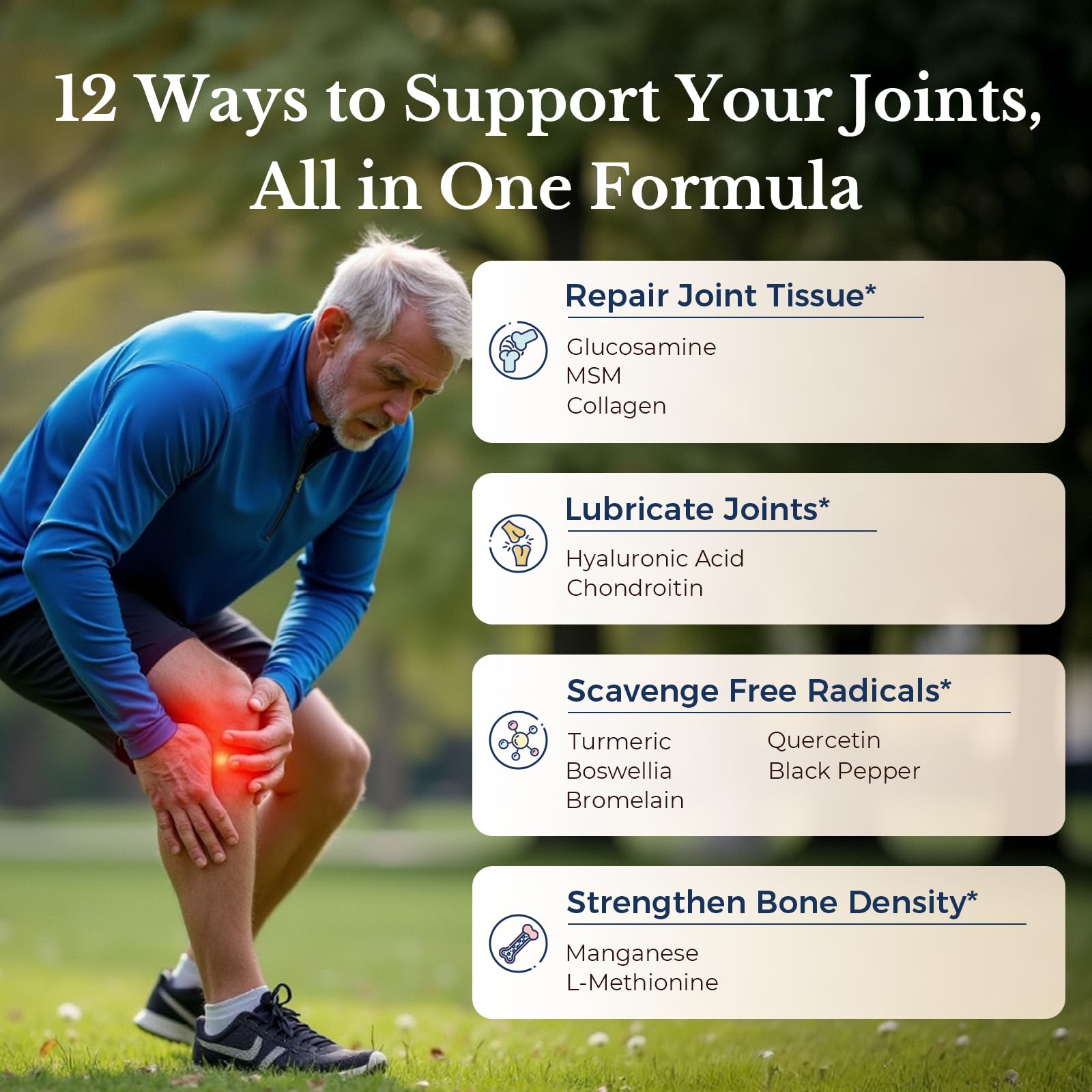 Vitalitown Glucosamine Chondroitin MSM | Collagen, Boswellia, Turmeric, Hyaluronic Acid, Bromelain | Triple Action+ Joint Formula | 12 Joint-Loving Ingredients | 90 Tablets, No Shellfish