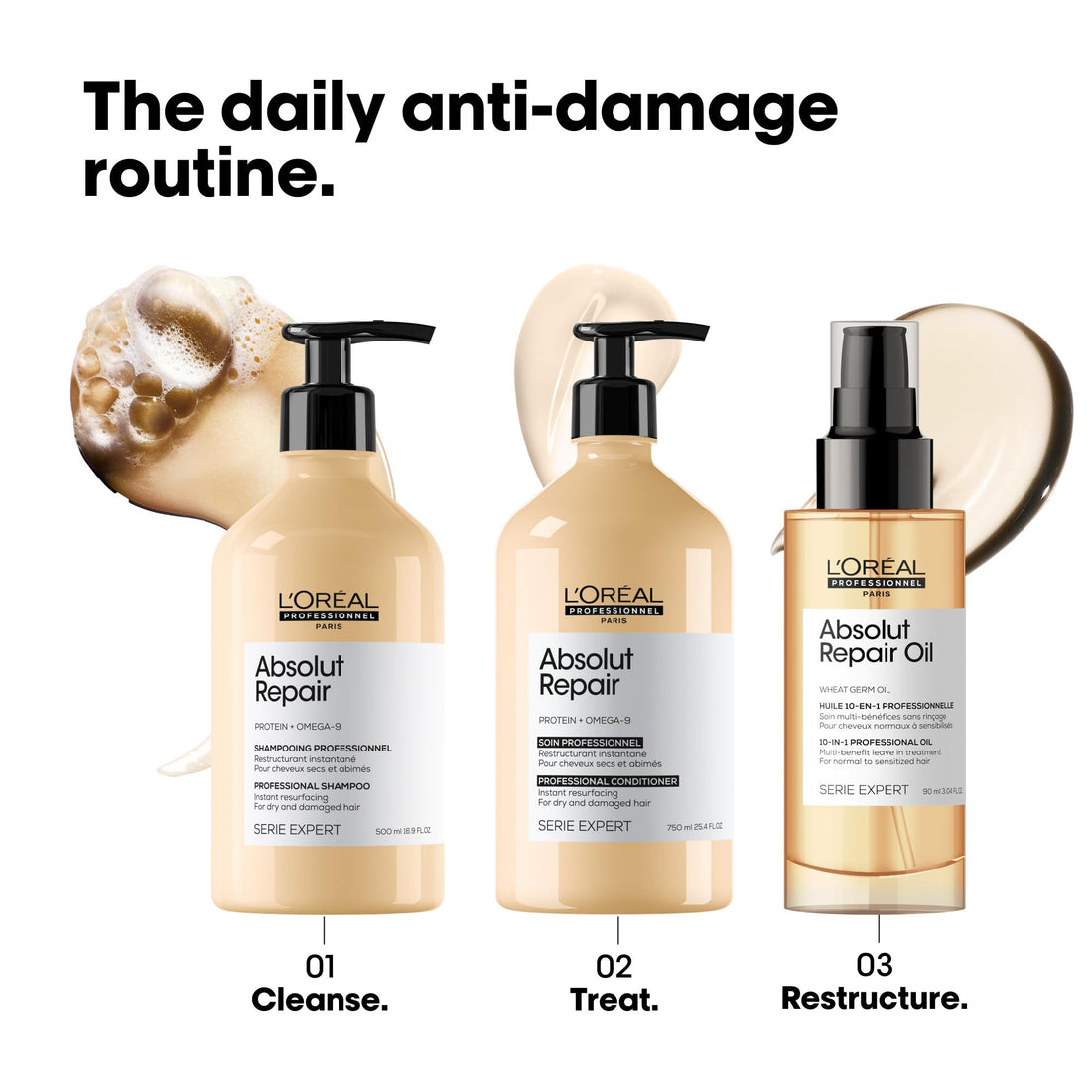 L'Oréal Professionnel Absolut Repair 10-in-1 Oil - Multi-Benefit Oil For Dry & Damaged Hair, Repairs Hair and Provides Shine With Quinoa and Proteins