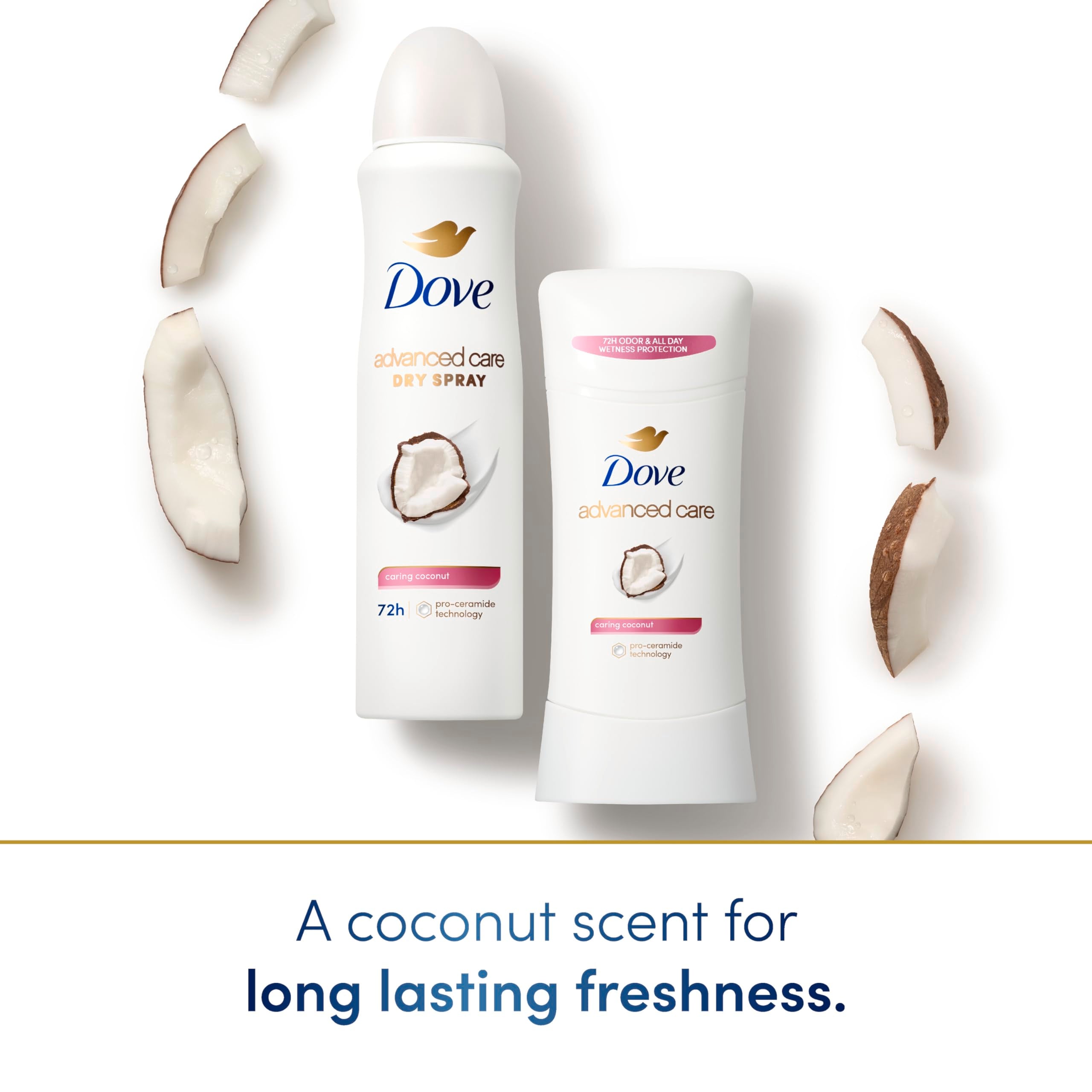 Dove Dry Spray Antiperspirant Deodorant, Caring Coconut, 3.8 Ounce (Pack of 12)