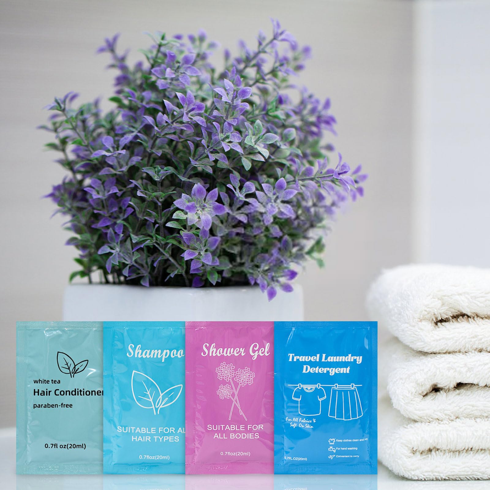 Body Wash Shampoo Conditioner Set Travel 0.7fl Oz,Shampoo Bulk and Travel Size Liquid Laundry Detergent 0.7floz for Hand Washing,Bulk Hygiene Kits for Homeless Guests (pack of 10)