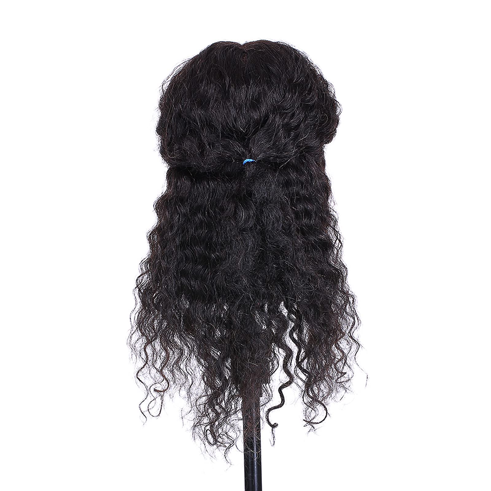 Anself Curly Hair Mannequin Head Hairdressing Training Head for Hair Styling Practice Hair Braiding Dummy Head with 100% Human Hair Black