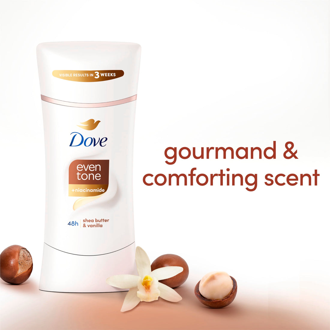 Dove Antiperspirant Deodorant Stick Even Tone Shea Butter & Vanilla Pack of 3 for 48h Odor and Sweat Protection & Skin Restoration, with Niacinamide & Visible Results in 3 Weeks, 2.6 oz