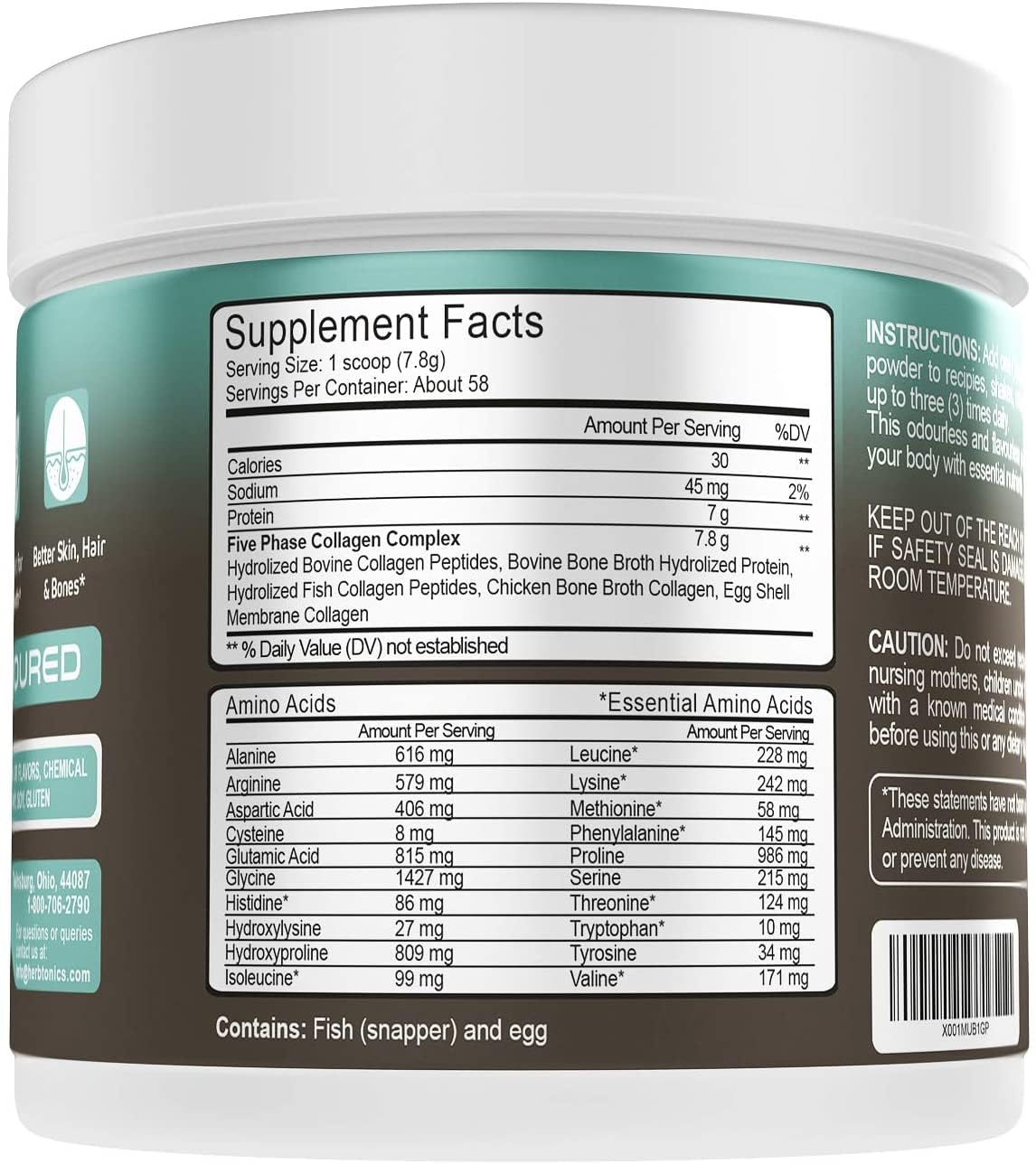 Herbtonics Multi Collagen Protein Powder Collagen Peptides Type (1,2,3,5 and 10) | All-in-one Bone Broth Collagen Supplement | Grass-Fed Chicken, Wild Fish, Egg Hydrolyzed Collagen Bovine