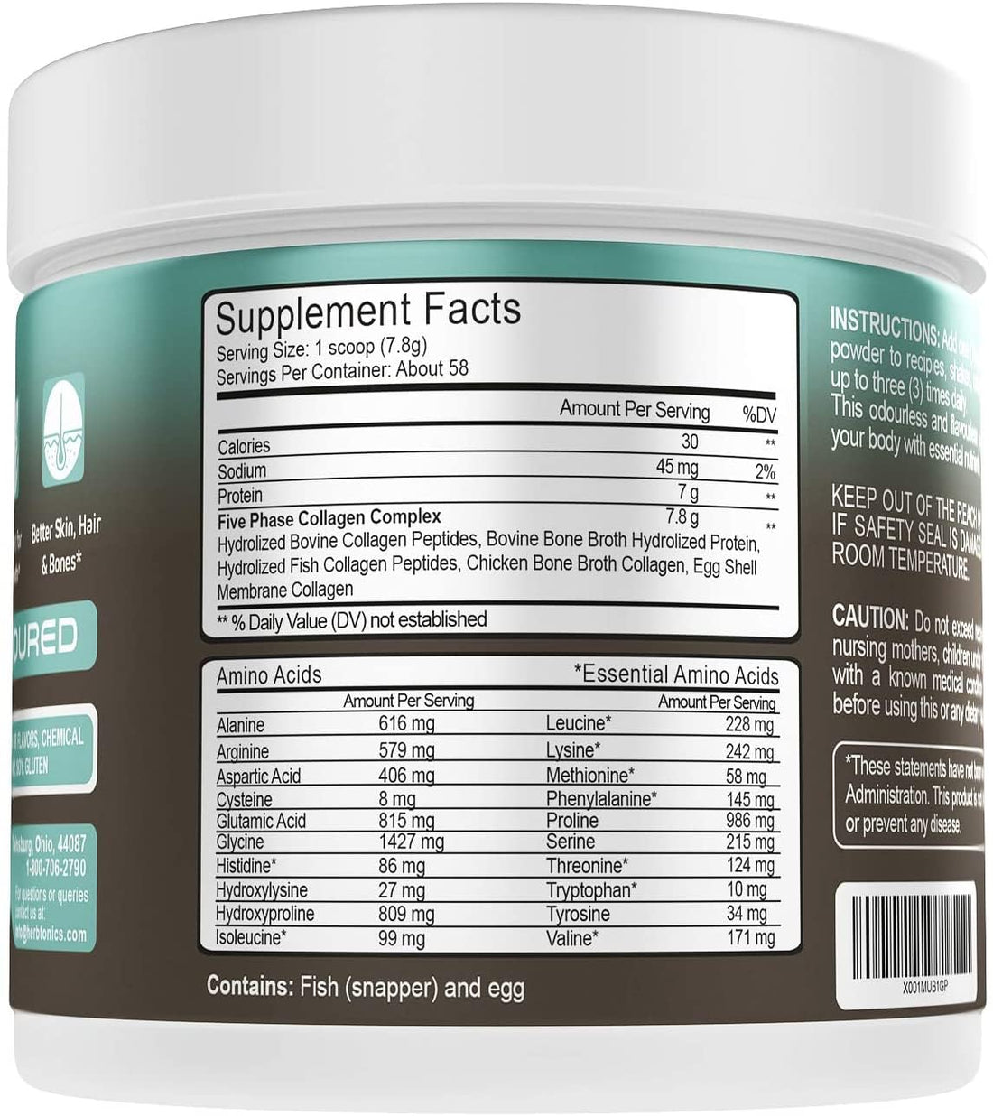 Herbtonics Multi Collagen Protein Powder Collagen Peptides Type (1,2,3,5 and 10) | All-in-one Bone Broth Collagen Supplement | Grass-Fed Chicken, Wild Fish, Egg Hydrolyzed Collagen Bovine