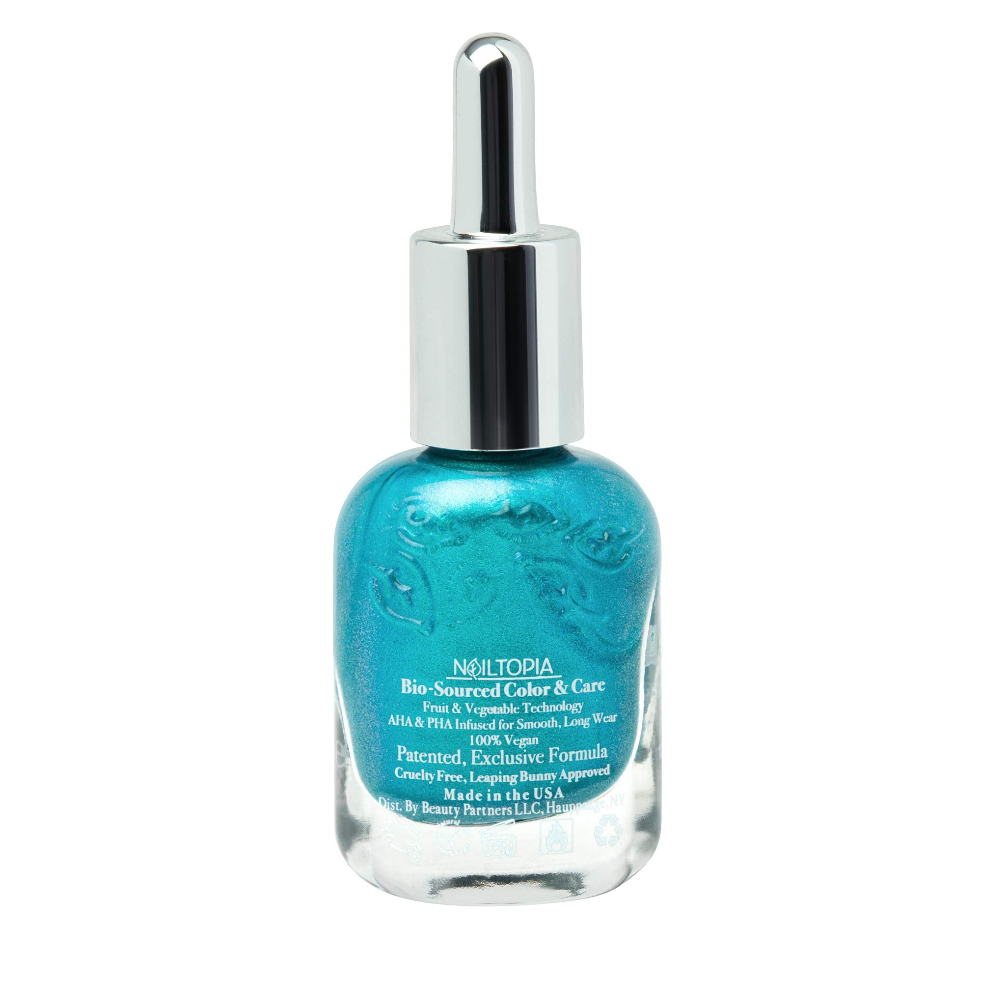 Nailtopia - Plant-Based Chip Free Nail Lacquer - Non Toxic, Bio-Sourced, Long-Lasting, Strengthening Polish - Nails On Fleek (Blue-Green) - 0.41oz