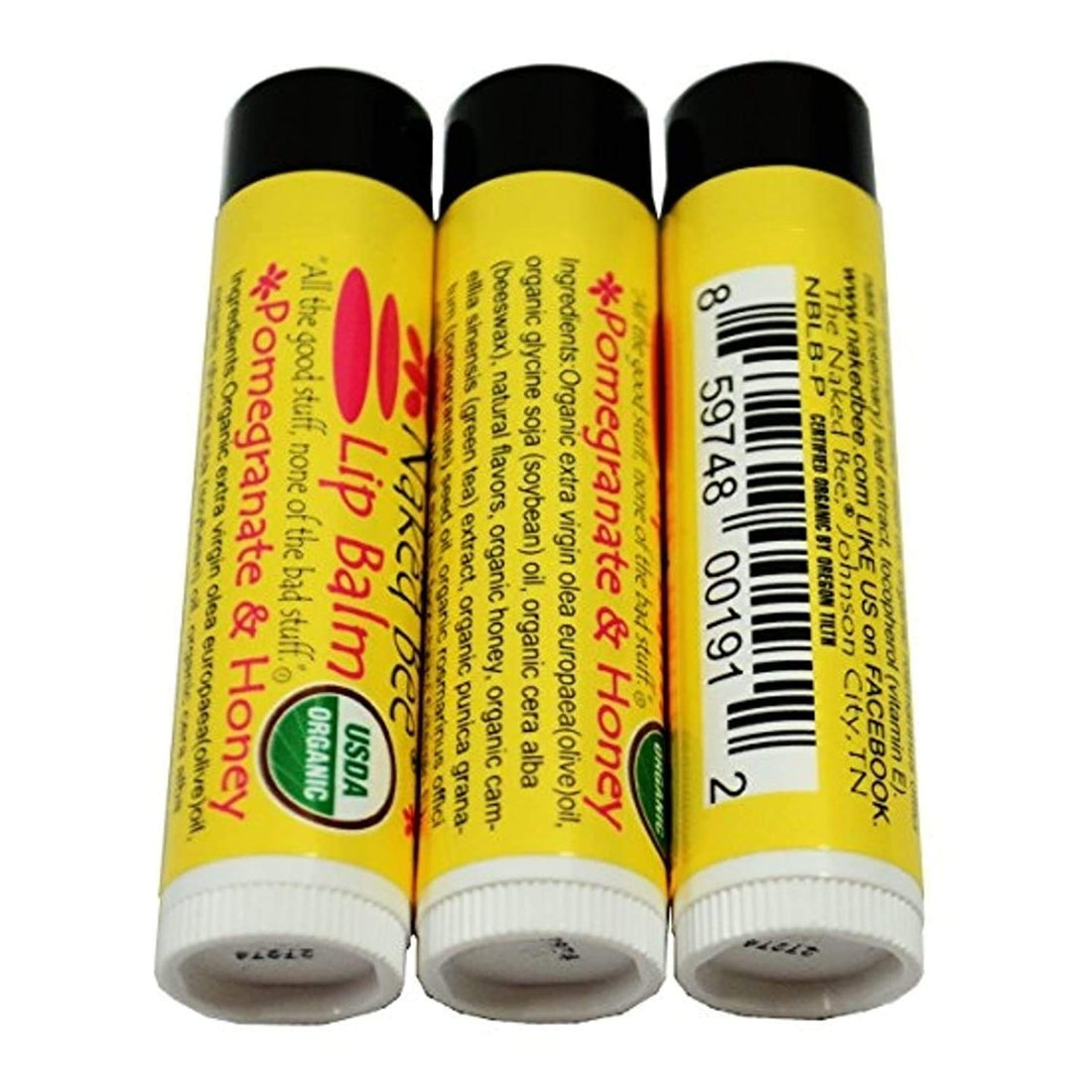 The Naked Bee Lip Balm Pomegranate and Honey 0.15 oz (Pack of 3)