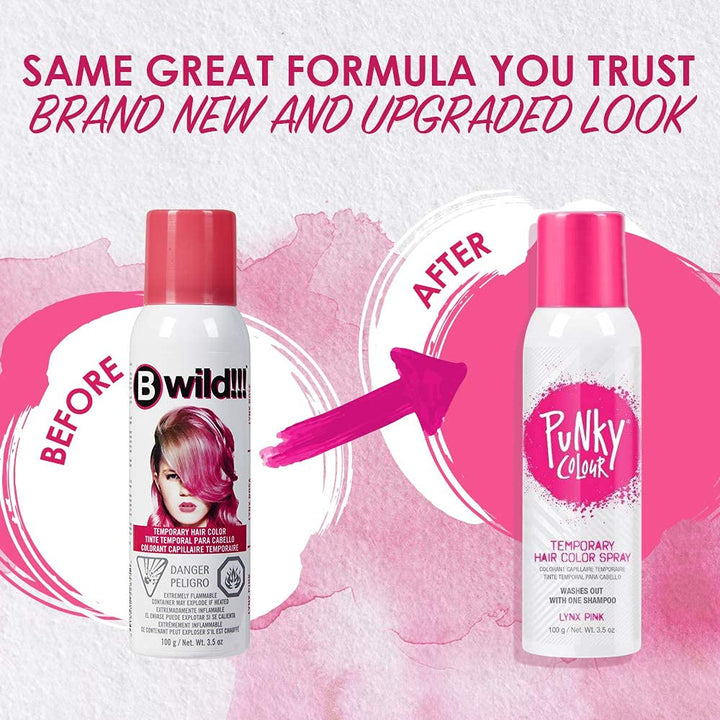 Punky Temporary Hair Color Spray for Women - Lynx Pink, Temporary Hair Dye, Instant Vivid Hair-Color, 3.5 oz, 2 Pack