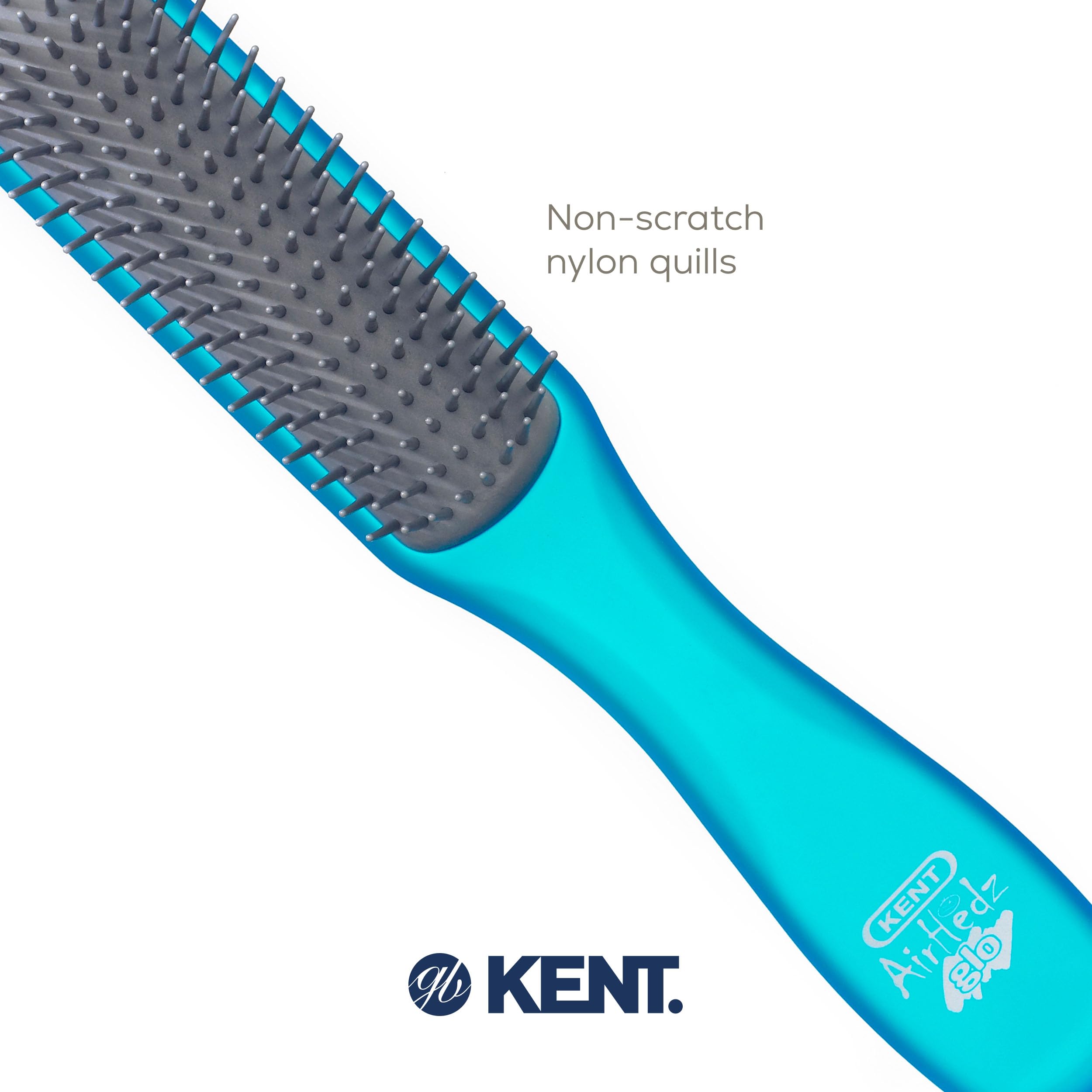 Kent AirHedz Glo Flat 9 Row Brush Aqua Blue