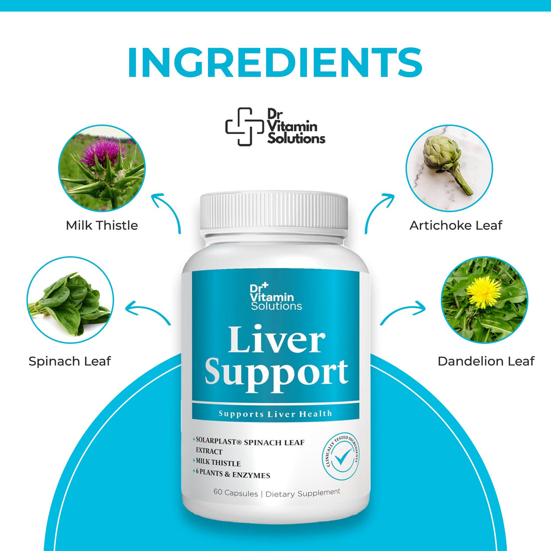 DR VITAMIN SOLUTIONS Liver Cleanse Detox and Repair - Milk Thistle Supplement with Chlorophyll, Digestive Enzymes, Artichoke & Dandelion for Natural Gallbladder Support, 30 Vegan Capsules