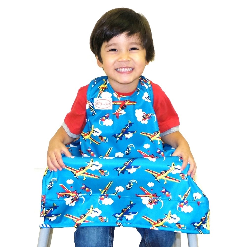 BIB-ON, Full-Coverage Bib and Apron Combination for Infant, Baby, Toddler Ages 0-4. (Planes)