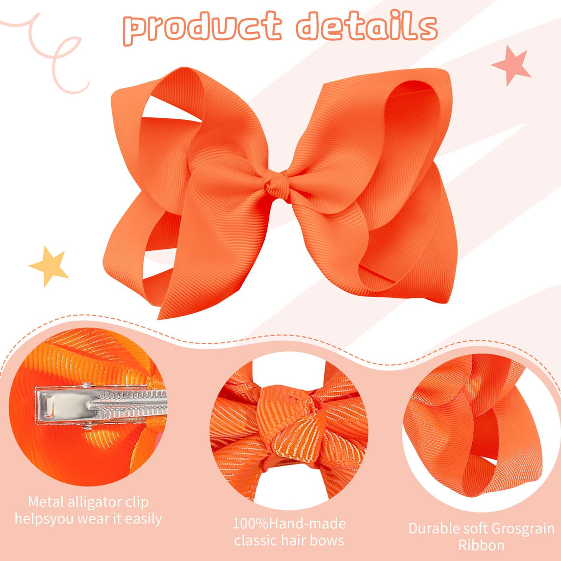 Oaoleer Hair Bows, 30 Colors 4 Inch Grosgrain Ribbon Bows Alligator Clips Hair Barrettes Hair Accessories for Girls Toddler Infants Kids Teens Children