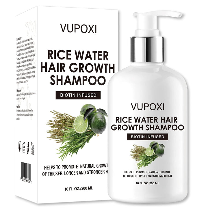 Rice Water Hair Growth Shampoo with Biotin - Ultra-Nourishing Hair Care Set, Promotes Growth, Revitalizes Shine, and Shields from Damage - 10 fl oz